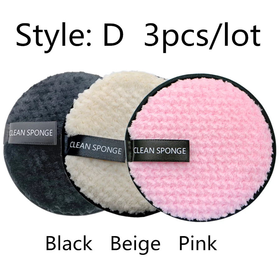 Reusable Makeup Remover Pads Cotton Wipes 3Pcs/4Pcs Microfiber Make up Removal Sponge Cotton Cleaning Pads Tool