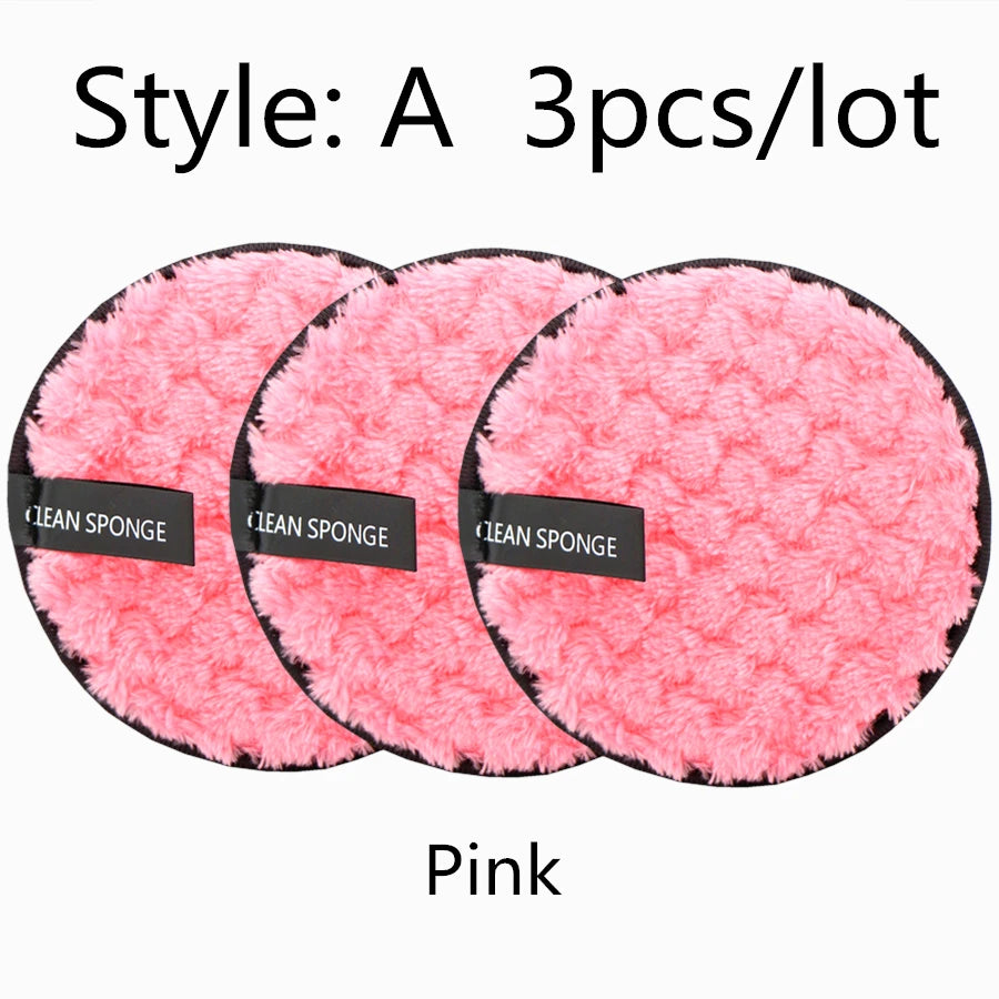 Reusable Makeup Remover Pads Cotton Wipes 3Pcs/4Pcs Microfiber Make up Removal Sponge Cotton Cleaning Pads Tool