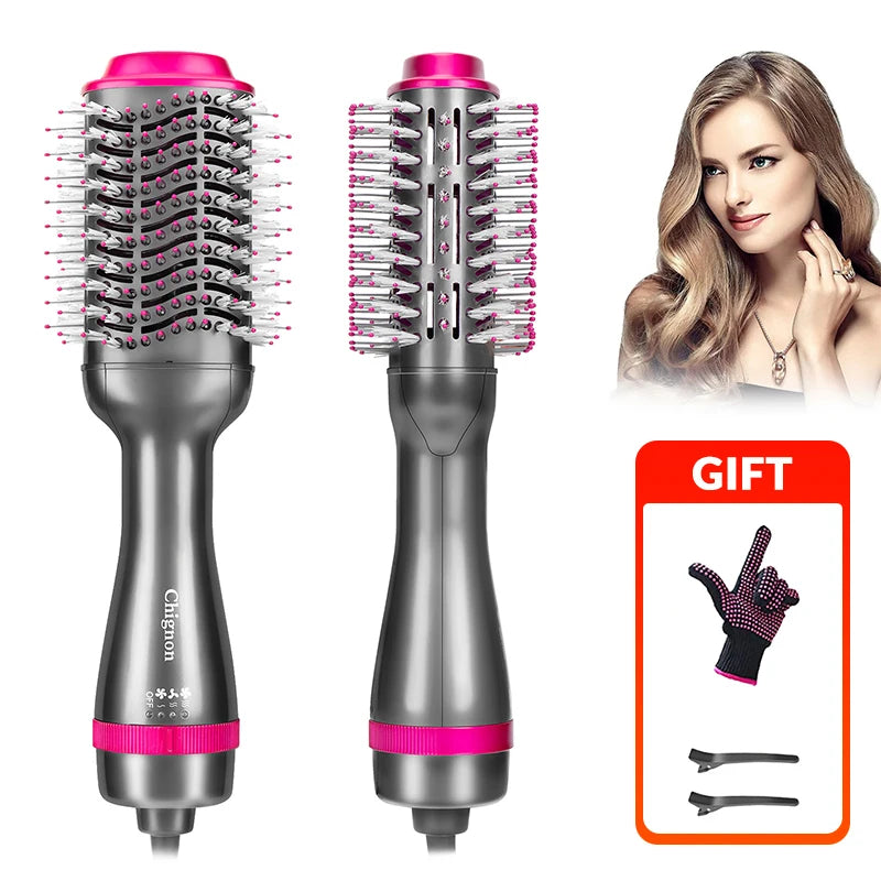 Hair Dryer Hot Air Brush Styler and Volumizer Hair Straightener Curler Comb Roller One Step Electric Ion Blow Dryer Brush