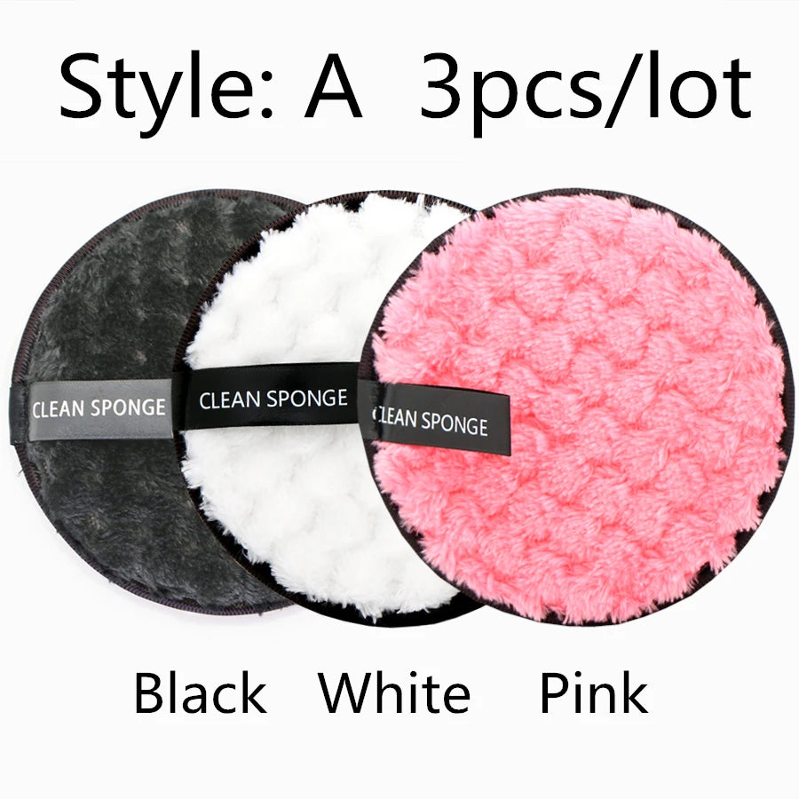 Reusable Makeup Remover Pads Cotton Wipes 3Pcs/4Pcs Microfiber Make up Removal Sponge Cotton Cleaning Pads Tool